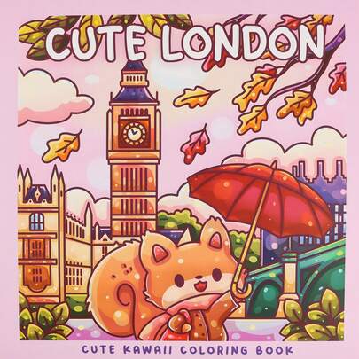 1 Cute London Themed Coloring Book, Suitable For Adults, Teens And Children To Relax, Travel Themed, Great Gift For Christmas, New Year, Birthday