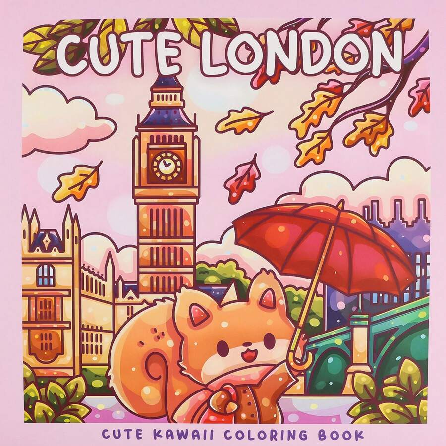 1 Livre de coloriage mignon sur le thème de Londres, convenant aux adultes, aux adolescents et aux enfants pour se détendre. Thème de voyage, excellent cadeau pour Noël, Nouvel An, anniversaire - Pièce unique - Voir 1