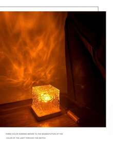 1pc Water Wave Atmosphere Light, Square Dynamic Romantic Girly Desk Lamp - Bedroom Starry Sky Projection Romantic Night Light, Adjustable Color Changing Aurora Lighting, With Remote Control, 16 Color Modes - Multi-color light - View 6