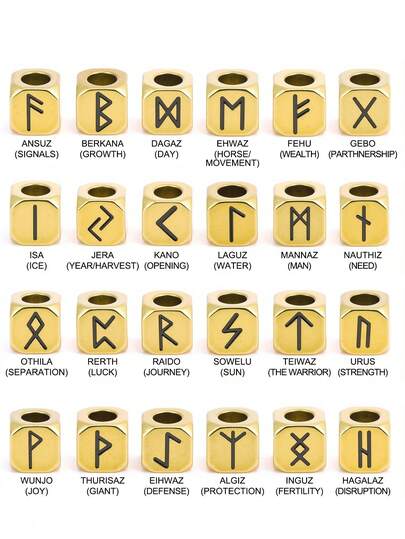 1 st Vinking Runor Tecken Tillbehör Runalfabet Bokstäver Heliga Symboler Pärla För DIY Tillverkning Armband Halsband Smycken H593