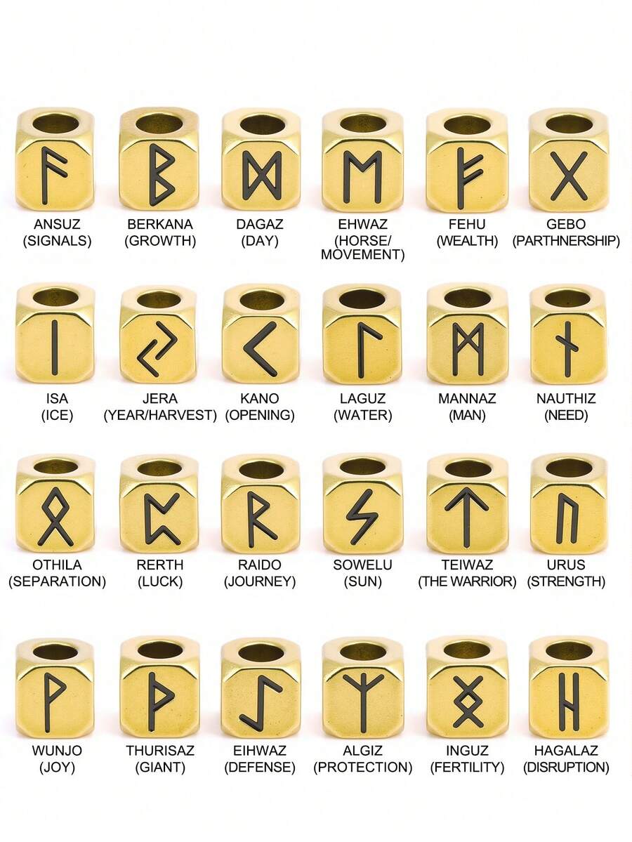 1pc Vinking Runes Signs Accessories Runic Alphabets Letters Sacred Symbol Bead For DIY Making Bracelet Necklace Jewelry H593