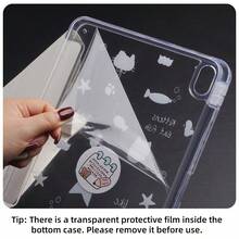 适用于 iPad 第 11 代 A16 2025、第 10 代 10.9 英寸、iPad Air 第 4/5 代 10.9 英寸、iPad Air 11 英寸 M3 2025、第 7/8/9 代 10.2 英寸的可爱图案智能保护套，带笔槽 - 貓吃魚 - 查看 7