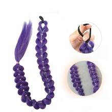 紫色编织假发，时尚迷人，适合女性、名人及角色扮演，彩虹渐变色，派对必备，编织马尾辫，轻盈耐用的合成纤维，适合节日、盛会、服装及配饰，超长浓密假发和马尾辫，派对及情人节装饰道具及配饰 - 彩色 - 查看 3