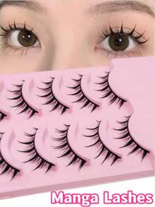 5 pares de pestañas postizas 3D de estilo de dibujos animados, pestañas falsas de visón suaves, cruzadas y gruesas y largas - Negro - Ver 1