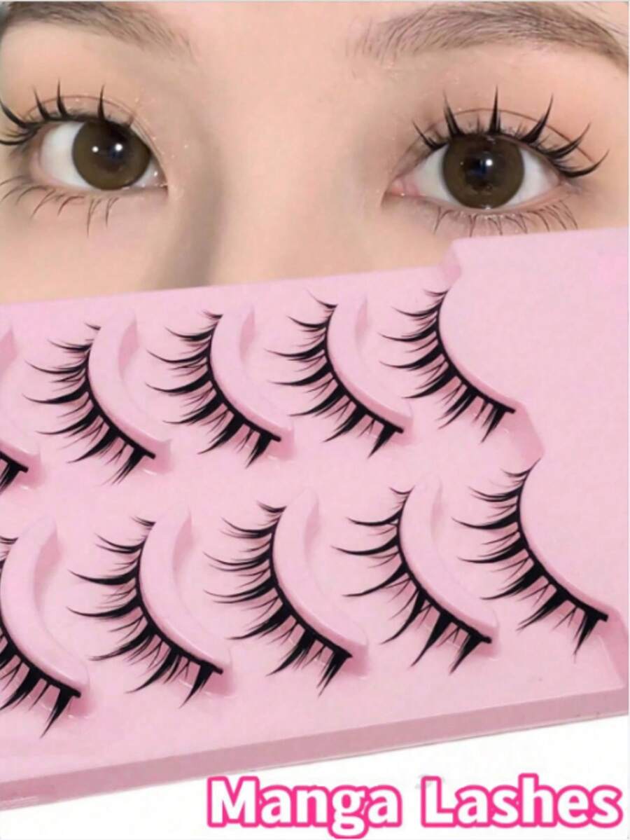5 pares de pestañas postizas 3D de estilo de dibujos animados, pestañas falsas de visón suaves, cruzadas y gruesas y largas - Negro - Ver 1