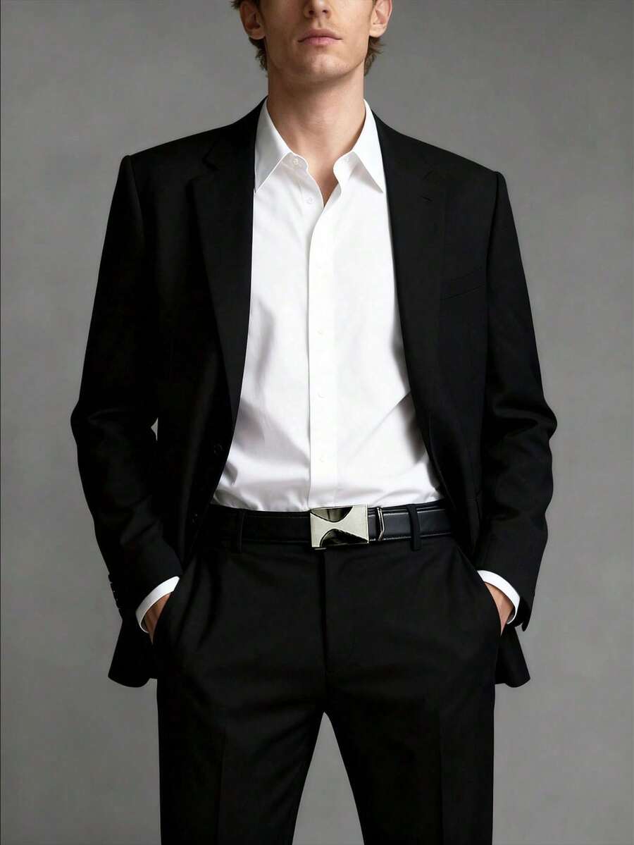 Herren Texturierter Metall Automatikgürtel, Business Lässig Stil, hochwertiger Metallgürtel, Hochzeitsaccessoire, Winteraccessoire, formeller Gürtel, Große Größen Bundgürtel, Herren Accessoire