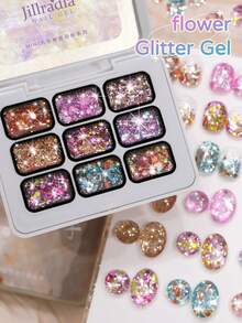 Jillradia 9-Color Glue Gel - Semi-Solid Nail Polish Suitable For DIY Manicure, /Korean Nail, Smudge Canned High-Saturation Sparkling Gel For Salon - 彩色 - 查看 7