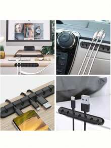 Bộ 1/3 kẹp cáp mới, 3/5/7 khe, có tùy chọn màu đen và trắng, phù hợp cho tai nghe, bộ sạc, cáp chuột, bộ sắp xếp cáp đa chức năng tối giản, thích hợp cho bàn làm việc, xe hơi, nhà và văn phòng (7/5/3 khe) - trắng - Xem 5