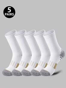 2/5/10/20 Pairs Unisex Casual Sports Mid-Calf Socks, Colorblock Honeycomb Anti-Slip Shock Absorbing Design, Suitable For Fitness, Running, Cycling, Climbing, Tennis - Multicolor - View 46