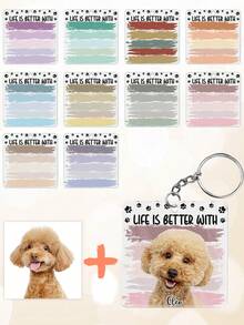 1 Stück personalisierter Foto-Schlüsselanhänger "Das Leben ist besser mit Hund/Katze" - Geschenk für Tierliebhaber - Personalisierter Acryl-Schlüsselanhänger, personalisierter Name & Haustier-Foto-Schlüsselanhänger mit Pfoten-Dekor - Verschiedenfarbig - Übersicht 4