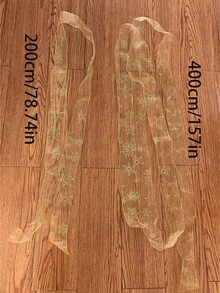 1pc Christmas Decor Sheer Organza Ribbon With Metallic Printed Snowflake Pattern, Powder Edge, Silver Wired Bow,Christmas Valentine Day - Multicolor - View 7