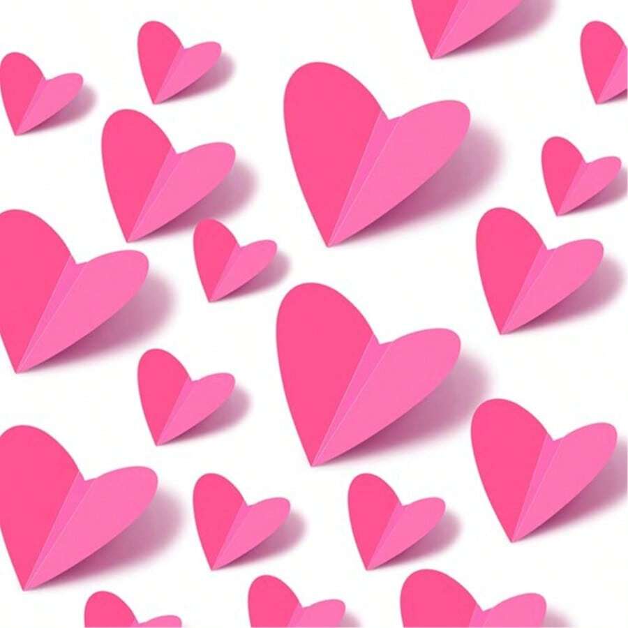 60pcs 3D Heart Wall Stickers, Romantic Pink Heart Decals For Valentine's Day, Perfect For Wedding, Anniversary, Party, Bedroom, Home, School, Office Decoration