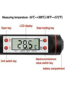 1支装数字食品温度计探针笔，适用于液体、烘焙、烧烤、厨房温度测量 - 彩色 - 查看 5