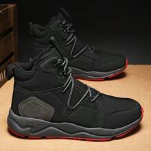 1 đôi giày thể thao buộc dây bằng vải họa tiết hình học, thích hợp cho hoạt động ngoài trời và du lịch mọi mùa. - màu đen - Xem 10