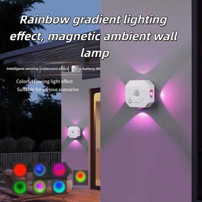 1 Stück Bewegungssensor 4-Kopf Ambiente Licht, 5V Spannung, magnetische Installation ohne Verkabelung, wiederaufladbar, geeignet für Schreibtisch, Hintergrund, Decke, Garten, Schuhschrank, Kleiderschrank Beleuchtung, Weihnachten, Halloween und andere Feiertags-Dekoration, Weihnachtsgeschenk