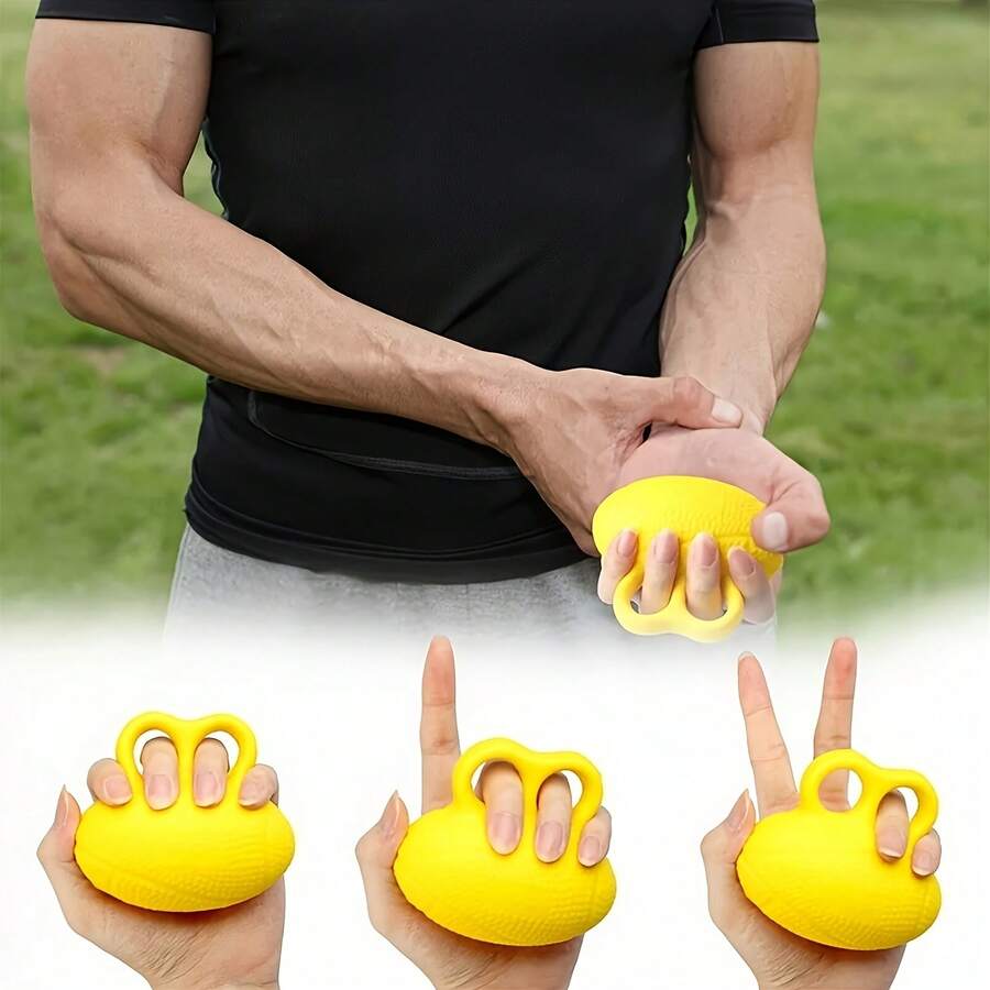 High Elasticity PU Grip Ball, Suitable For Rehabilitation And Finger Exercise - Egg Shaped, Harmless Hand Enhancer, Available In 4 Seasons - Yellow - View 1