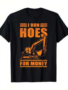 Caterpillar T222 Men's Heavy Equipment T-Shirt - Officially Inspired Excavator Logo And Bulldozer Print, 100% Cotton Workwear Short Sleeve Shirt, Suitable For Workers, Engineers, Plus Size And Tall Individuals (Black) - Durable Casual Clothing, Plus Size - 黑色 - 查看 3