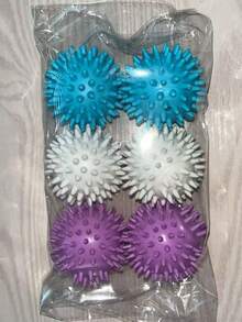 6个装可重复使用的洗衣烘干球 - 防缠绕、去污、防起球，专为特定面料设计，无需用电，可重复使用，洗衣机绒毛去除剂 - 衣物柔顺球，减少褶皱和静电，防止衣物在家中和自助洗衣店缠绕，多种颜色可选