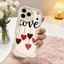 1PC Phone Case ,  Love Hearts Plaid Pattern Design , Stylish Phone Case, Phone Decoration, All-around Lens Protection, Creative Small Gift, Funny Gift for Boys and Girls - Weiss - Übersicht 1