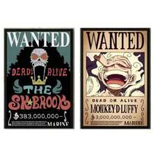 ONE PIECE 1/2/3/6件套复活节流行卡通海报印刷帆布墙画，适用于卧室、客厅、酒吧、咖啡厅、入口处，无框墙面装饰