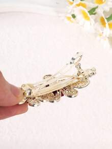 1 Stück burgunderrote Samt Rose mit Strass Haarclip, 3D Hohlmetall mit Kristallen besetzt, akzentuiert mit burgunderroten Samt Rosen, eleganter luxuriöser Bankett Haarschmuck, Braut Hochzeit Haarschmuck, Haarklammer, Haarspange, Haarspange