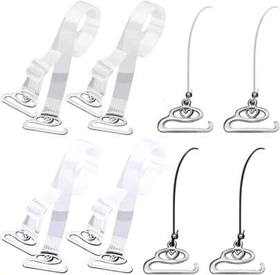 VERALY.MX 4 Pares - Tirantes para Brasier Invisibles Transparentes Silicona Tirantes para Strapless Ajustables Brasier Elegante y Comodo Blusas y Vestidos Escotes