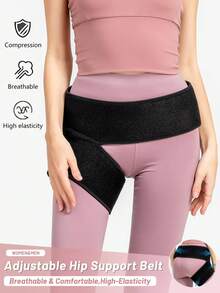 1 pieza Cinturón de soporte de cadera - Estabilidad y soporte de muslo y cadera - Soporte ajustable para la articulación de la cadera para hombres y mujeres en el gimnasio, ejercicio, acondicionamiento físico y deporte - Ideal para lesiones de muslo, cadera, ingle y estabilización muscular - Cinturón de soporte de cadera 2011# - Ver 1