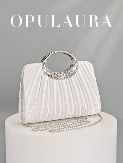 OpulAura Women's Fashion Sparkling Crystal Rhinestone Evening Clutch Bag, Glittering Luxury Diamond Studded Formal Dress Purse, Suitable For Gala, Party, Birthday, Wedding, As Birthday Gift