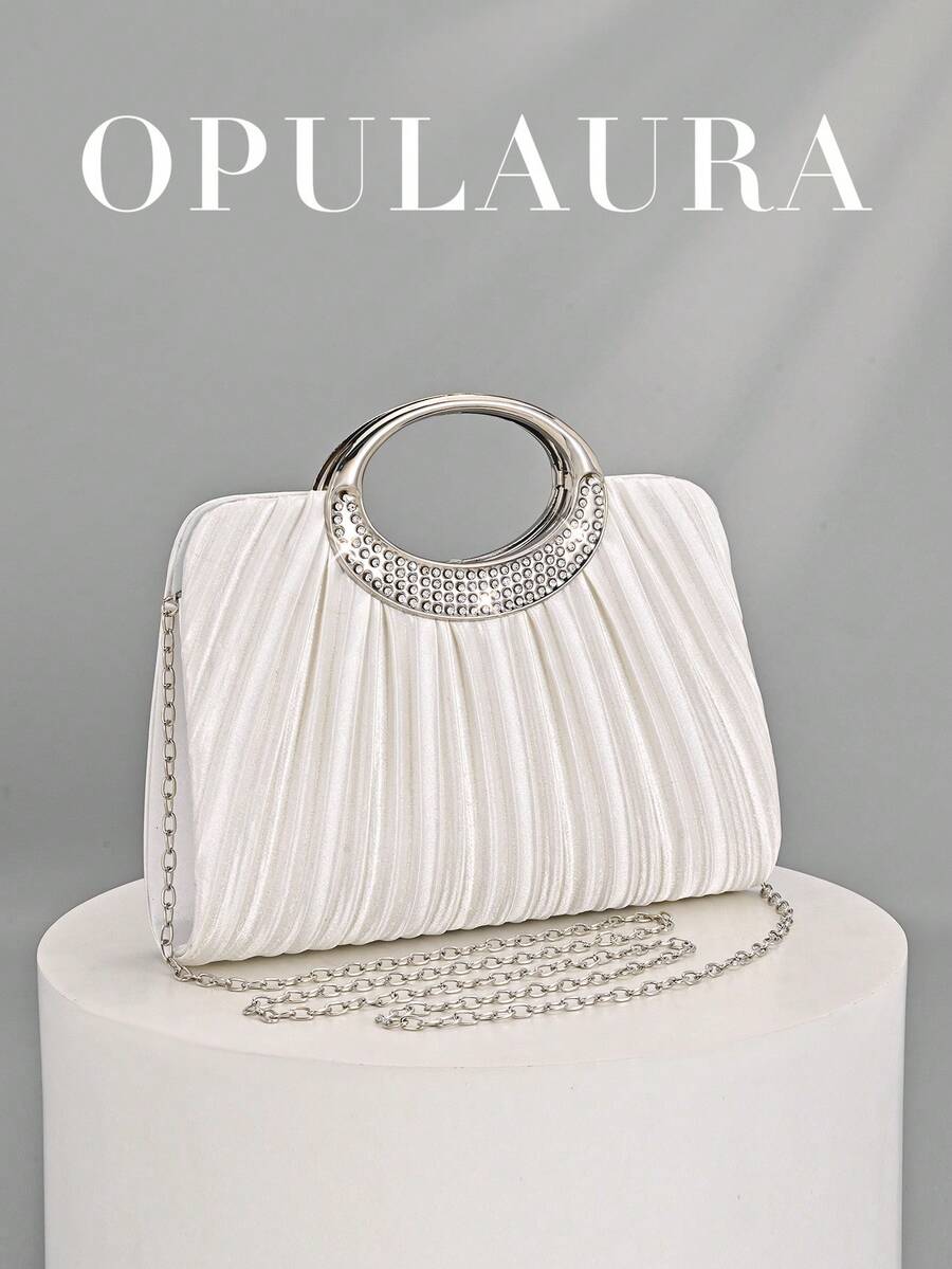 Túi xách cầm tay dự tiệc OpulAura dành cho nữ, đính đá pha lê lấp lánh, sang trọng, thích hợp cho các buổi dạ hội, tiệc tùng, sinh nhật, đám cưới, làm quà tặng sinh nhật. - trắng - Xem 1