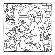 1本48页简易快乐涂色书 - 成人减压系列第二册（21厘米 x 21厘米），温馨插图描绘女孩拥抱猫咪、饮用热饮的场景，轻松涂色缓解焦虑，适合日常放松和学生绘画，可作为文具和学习用品，是送给女孩、婚礼季和母亲节的完美礼物。 - 簡單快樂2 - 查看 4