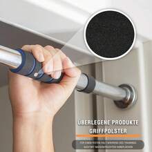 Klimmzugstange, Türreck, verstellbar von 62 cm bis 100 cm, ohne Schrauben montierbar, rutschfest, sicherer Halt, Schaumstoffgriffe(Blau) - Schwarz und blau - Übersicht 7