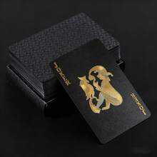 1 Baraja de Cartas de Juego Impermeables y Flexibles con Caja, Diseño Genial, Adecuado para Fiestas, Juegos, Regalos y Celebraciones, Cartas de Juego Negras - Multicolor - Ver 8