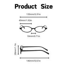 1 Pair, Women's Oval Frame Transparent Lens Glasses, Y2K Retro Style Small Frame Glasses, Fashionable Computer Glasses,  Commuting Accessories, Retro Aesthetics, Fashion Design, Lightweight Frame, Women's Glasses, Suitable For Office Workers, Adult Size - 黑色 - 查看 8