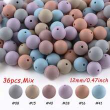A Mix Of 36 12mm Silicone Beads, Suitable For DIY Jewelry Bracelet Making As Well As Earrings, Necklaces, And Other Decorative Accessories - Multicolor - View 6