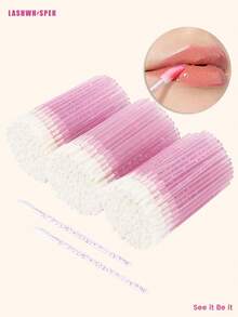 1pc/50pcs/100pcs/200pcs/400pcs/600pcs/800pcs/1000pcs Disposable Lip Brush Wands - Lint-Free Lip Gloss And Lipstick Applicator, Suitable For Makeup - Pink - View 9