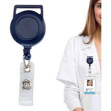 Pinza retrctil para porta credencial - Clip de carretes de de enfermera Clip de placa de identificacin porttil para mochila, bolso, llavero, bolsillo, material escolar para profesores, estudiante - Azul Marino - Ver 6