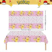 1pc Pokemon Tablecloth, Birthday Party Decoration, Pikachu Disposable Tablecloth, Table Cover, Baby Shower, Children's Toy Gift, Party Supplies