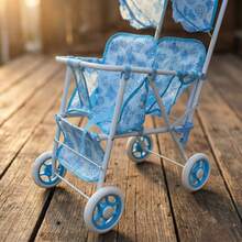 Estos dos juguetes de cochecito de metal plegables son un regalo perfecto de Navidad, cumpleaños o Año Nuevo para una niña. - Azul - Ver 7