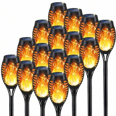 Solar Lights For Outside, 16Pack Solar Flame Torch Light, Garden Light Outdoor Waterproof, Christmas Lights Outdoor For Yard Decor, Christmas Outdoor Decorations Lawn Pathwayy