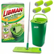 Rinse 'n Wring Mop And Bucket System, Microfiber Dry Wet Mop Floor Cleaning, Hardwood, Laminate, Tile Cleaner, Dual Chamber Bucket Design, 2 Total Refill Pads - 5個墊子 - 查看 1