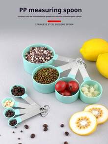 8pcs Measuring Cups & Spoons Set, Stackable Cups And Spoons, Nesting Measure Cups With Stainless Steel Handle, Kitchen Gadgets For Cooking & Baking - Multicolor - View 5