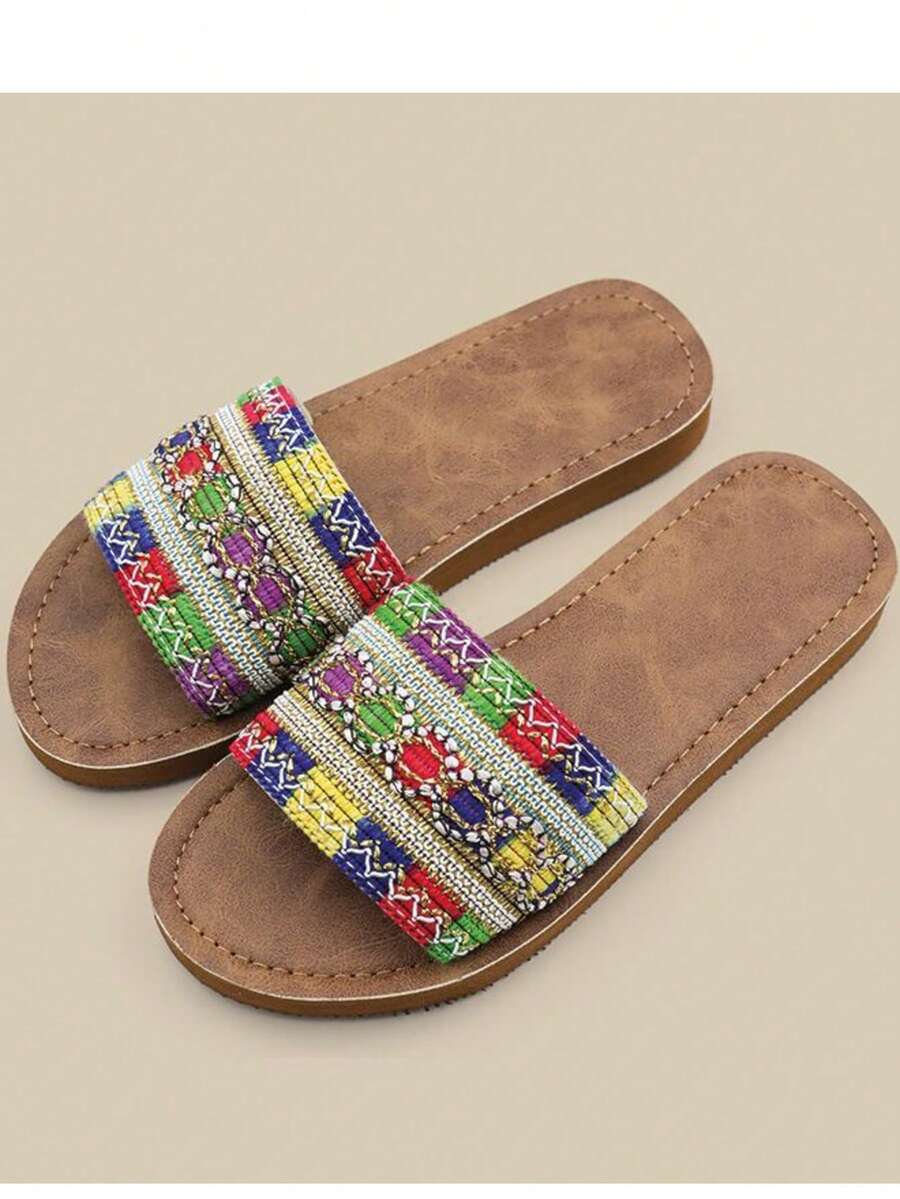 Women's Camouflage Pattern Fashion Splicing Slip-On Beach Sandals, Suitable For All Seasons - Multicolor - View 1