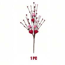 1/5/10 Piezas Ramas con forma de corazón de bayas rojas artificiales como regalo del Día de San Valentín, flores artificiales del Día de San Valentín para decoración, tallos de espuma con corazones y bayas para decoración del Día de San Valentín, decoración para el hogar, boda, cena a la luz de las velas, fiesta de aniversario - Multicolor - Ver 12