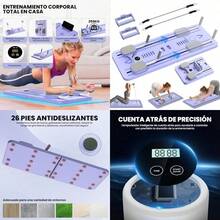 Tabla Multifuncional para Abdominales Tabla Deslizante de Pilates 7 en 1 Rodillos Abdominales Plegables Ejercicios Abdominales de Rebote Automático Equipo para Gimnasio en Casa Púrpura - prpura - Ver 3