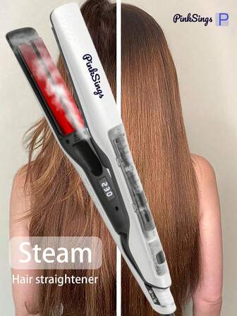 PinkSings 14 TEMPs Steam Hair Straightener, Professional Titanium Ceramic Straightening Iron, Suitable For Both Dry And Wet Hair, For All Hair Types, 5x More Moisturizing Than Traditional Straighteners, Quick Heating For Coarse Hair, Perfect Gift For Travel, Holidays