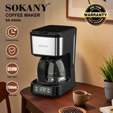 SOKANY 04044 咖啡/茶壺，650W，750ml，LED，一鍵操作，金屬機身，附湯匙/壺/濾網，適用於家庭/辦公室，咖啡愛好者的首選 - 查看 1