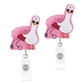 Porte-badge d'infirmière en forme d'oie mignonne avec clip rétractable, cadeau charmant pour les étudiants infirmiers, les infirmières diplômées, les infirmières en exercice, les aides-soignants diplômés, les assistants médicaux, les enseignants, les médecins
