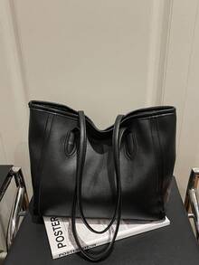 Casual Large Capacity Tote Bag For Women, New Fashion Versatile Shoulder Handbag For Commuting - Black - View 5