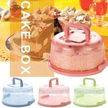 1pc Cake Storage Box Round Handheld Cupcake Container Cake Box Plastic Bar Kitchen Tool Birthday Supply - Multicolor - View 12