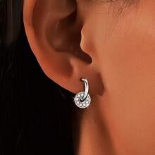 1pc Luxury Elegant Sweet Geometric Star & Moon Design Hypoallergenic 925 Sterling Silver Cubic Zirconia Pendant Earrings Set, Suitable For Daily, Vacation, Party, Date, Holiday Gift - Silver - View 6